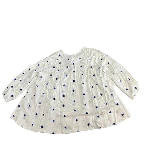 Kaktus Boho White Top with Embroidered Blue Stars and Tassels - Picture 7 of 10